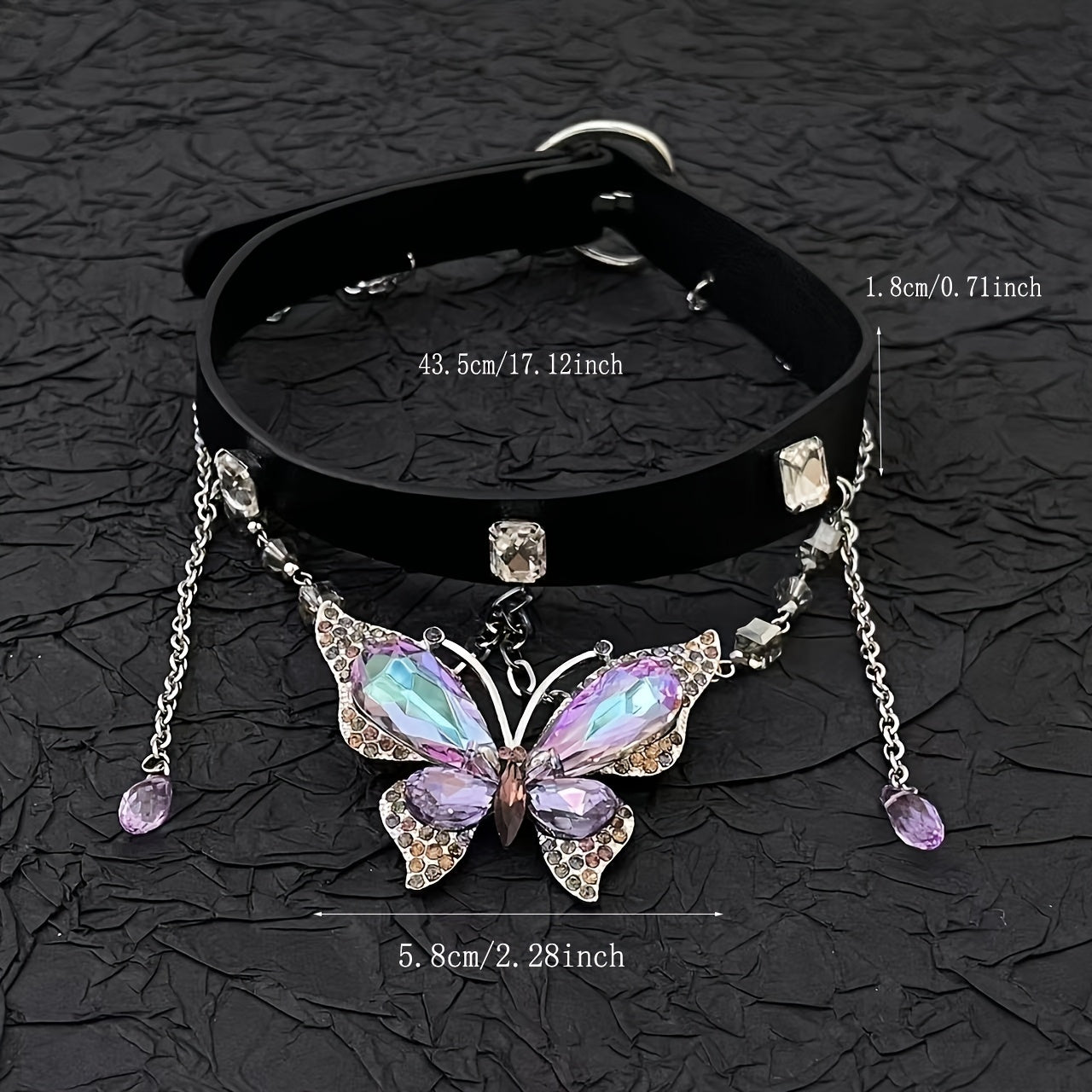 Collar de cuero con mariposa morada, moda punk genial, ideal para mujeres
