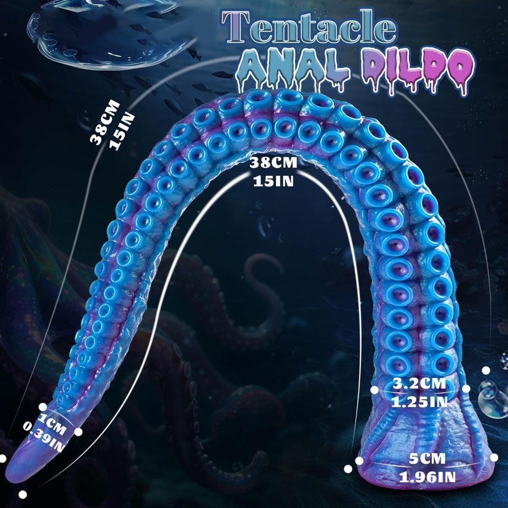 Consolador de tentáculos para sexo anal - Consoladores anales extralargos de 38.1 cm para estimulación del punto G y punto P, consolador de pulpo de silicona, consoladores de fantasía, tapón anal, masajeador de próstata, juguete sexual para adultos para