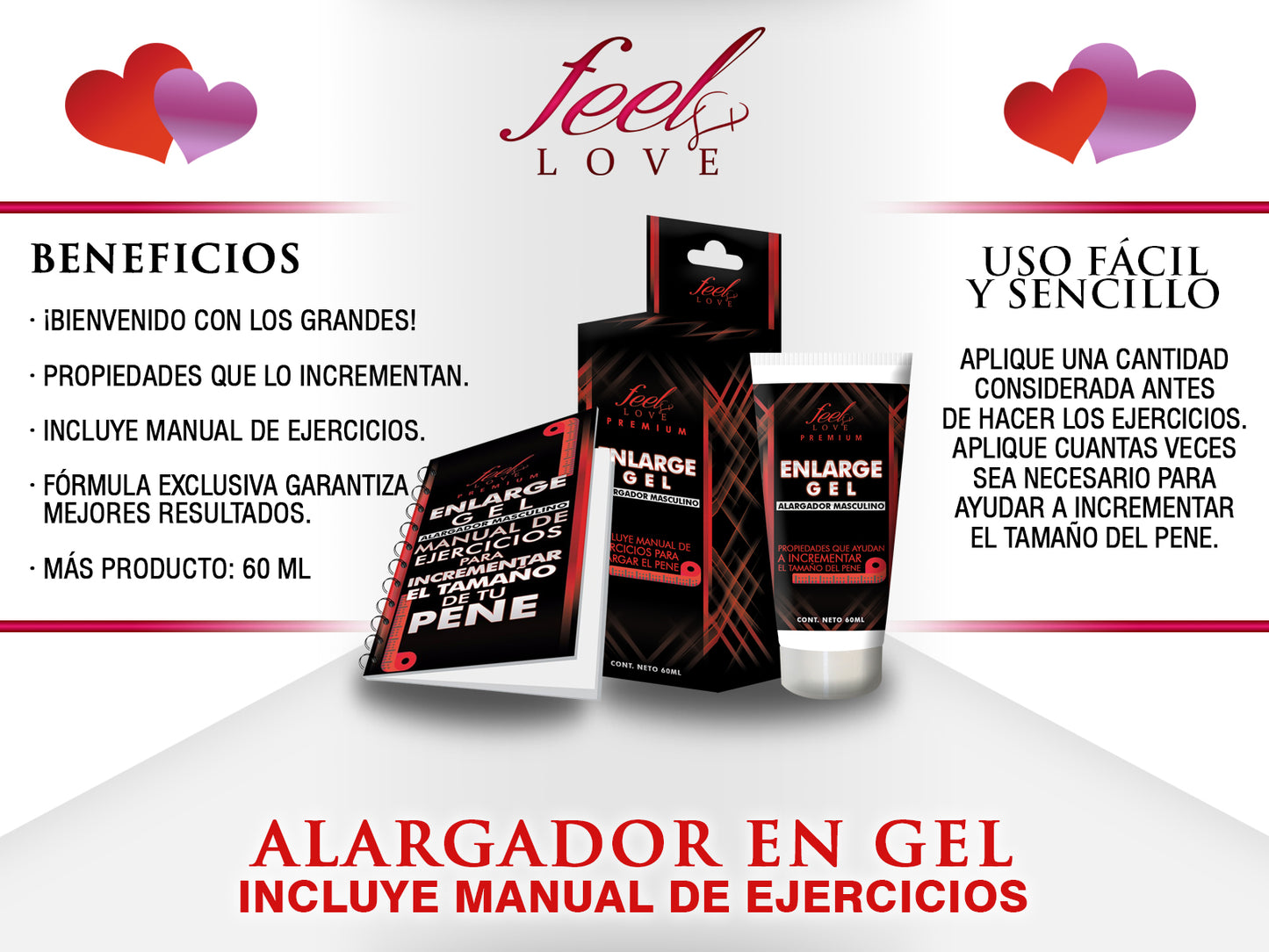 Enlarge Gel 60ml - Alargador Masculino en Gel con Manual de Ejercicios | Shakti Energy®