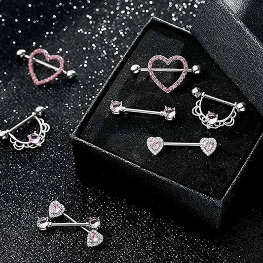 Juego de piercings rosa para pezones - Shakti Energy