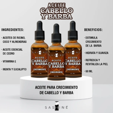 Aceite Capilar y Barba SASHINE | Hidratación Intensa 60 ml