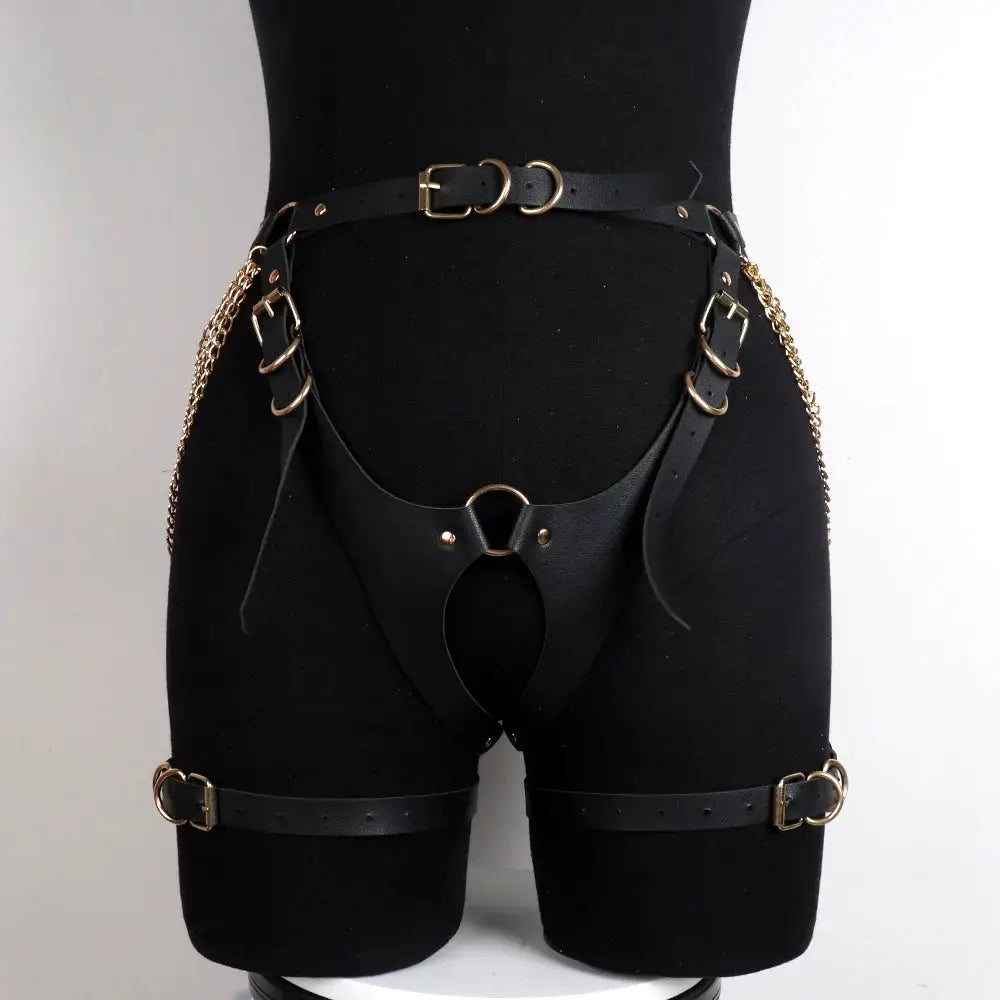Fashion Luxury Gold Chain Belt Woman Leather Harness - Shakti Energy