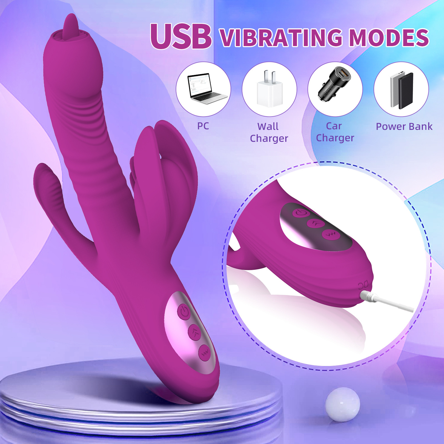 Vibrador Silicona Suave con Movimiento Oscilante y Calentamiento