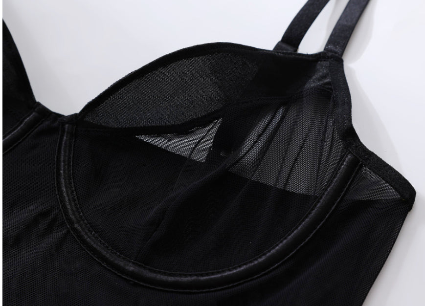 Jumpsuit de Malla con Encaje y Guantes - Lencería Sensual para Mujer