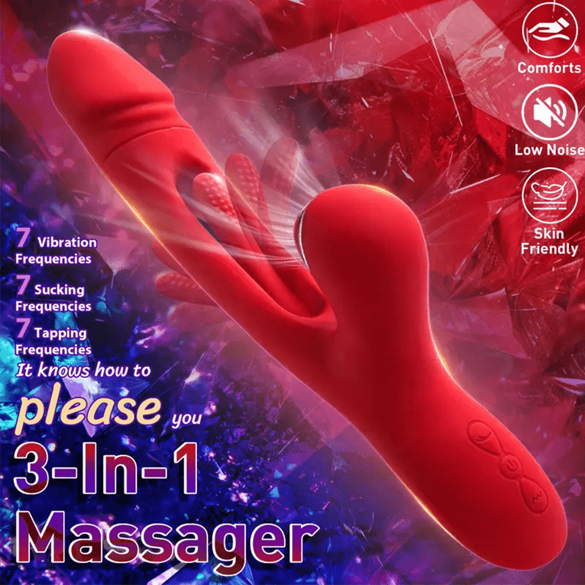 Consolador - Vibrador Clitoriano con Movimiento de Empuje Juguete Sexual para Mujeres, Consolador - Vibrador Clitoriano con Movimiento de Empuje Juguete Sexual para Mujeres, Imita Labios Reales, Lamiendo, Mordiendo, Chupando de Mujeres con 7 Movimientos