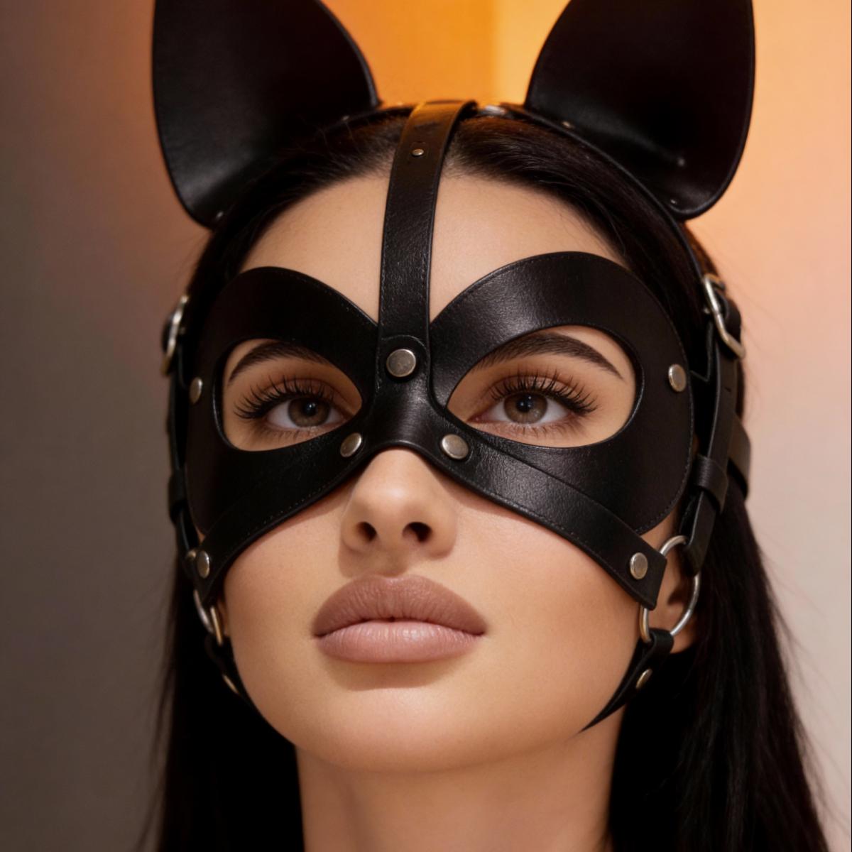 Máscara de Gato con Orejas PU para Petplay | Shakti Energy®