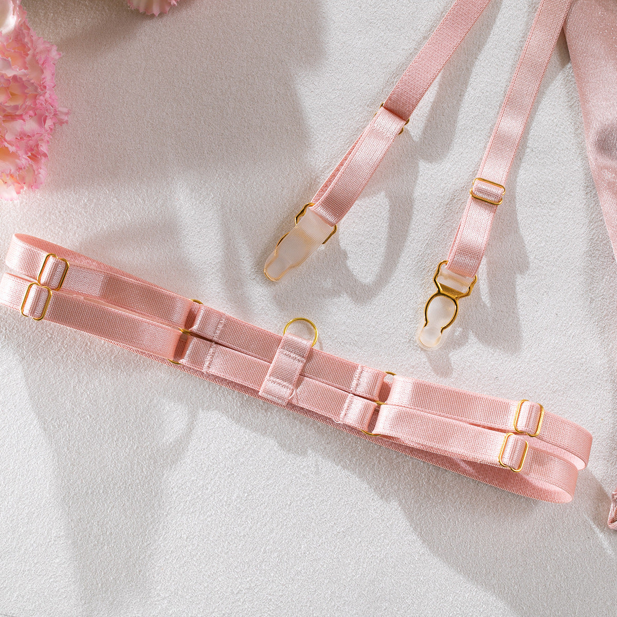 Conjunto de Lencería de Satén con Bordado - Set de 4 Piezas para Mujer
