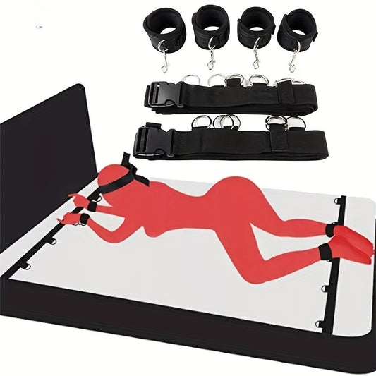 Kit Restricciones BDSM para Cama: Esposas + Correas Ajustables + Máscara Ocular | Shakti Energy®
