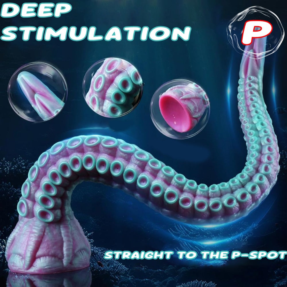 Consolador de tentáculos para sexo anal - Consoladores anales extralargos de 38.1 cm para estimulación del punto G y punto P, consolador de pulpo de silicona, consoladores de fantasía, tapón anal, masajeador de próstata, juguete sexual para adultos para