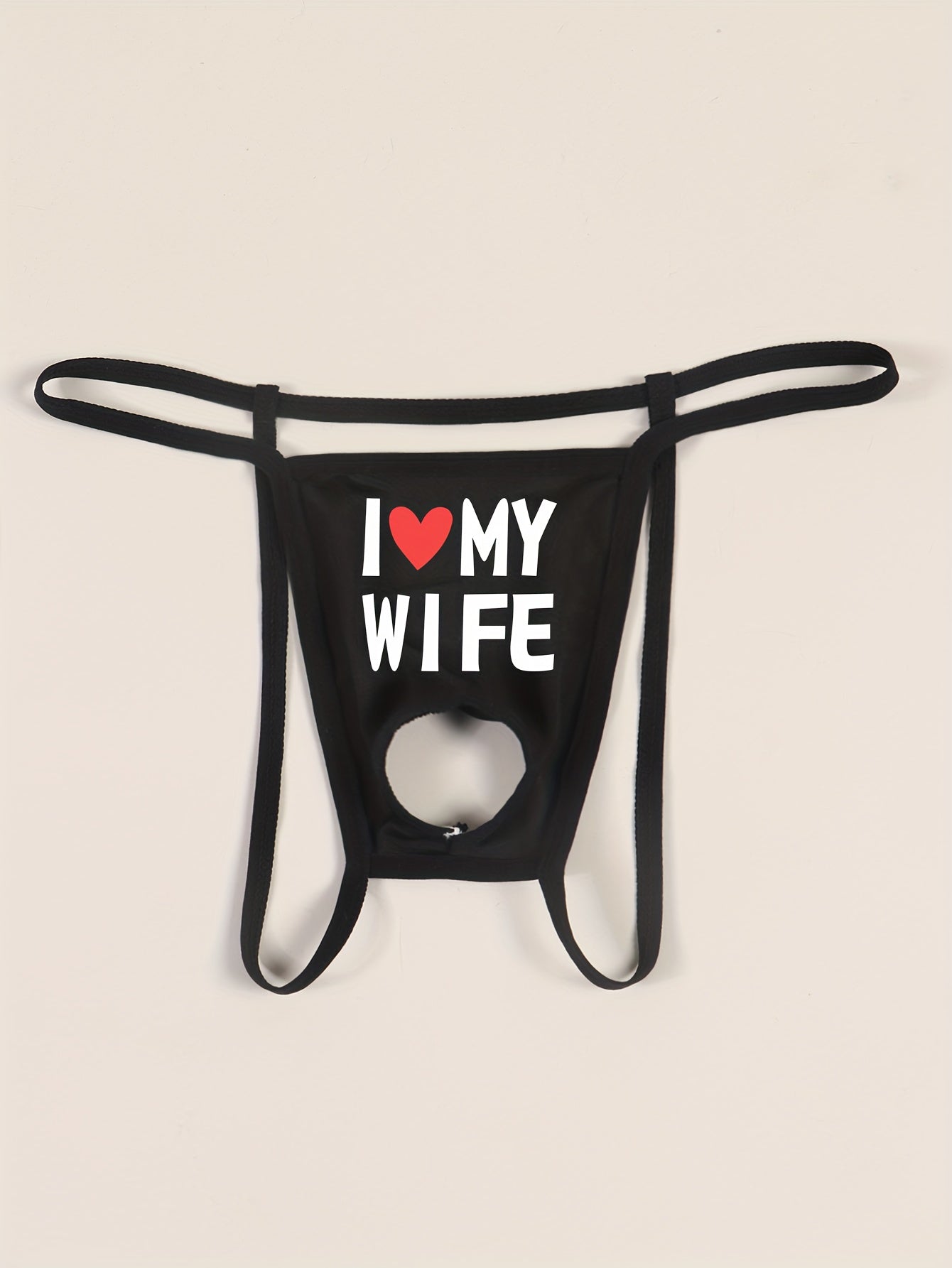 Regalo para esposo, tanga con letras estampadas "Amo a mi esposa", tanga de moda  con calados, lencería