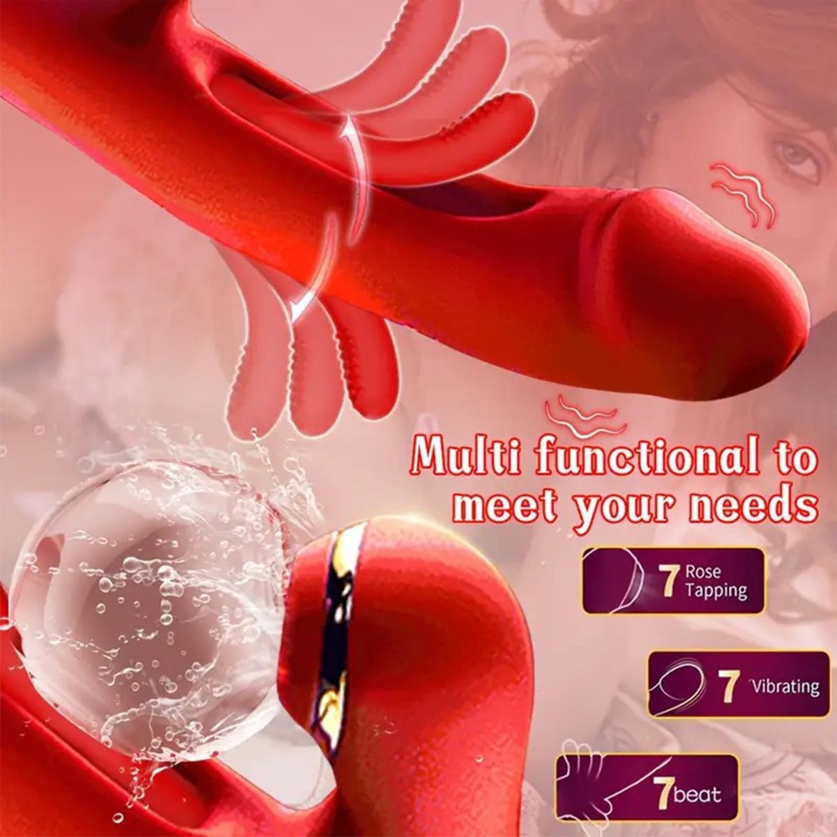 Consolador - Vibrador Clitoriano con Movimiento de Empuje Juguete Sexual para Mujeres, Consolador - Vibrador Clitoriano con Movimiento de Empuje Juguete Sexual para Mujeres, Imita Labios Reales, Lamiendo, Mordiendo, Chupando de Mujeres con 7 Movimientos