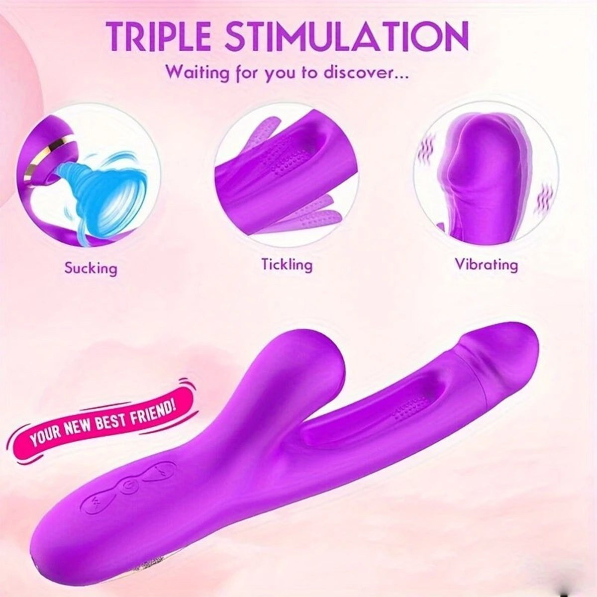 Consolador - Vibrador Clitoriano con Movimiento de Empuje Juguete Sexual para Mujeres, Consolador - Vibrador Clitoriano con Movimiento de Empuje Juguete Sexual para Mujeres, Imita Labios Reales, Lamiendo, Mordiendo, Chupando de Mujeres con 7 Movimientos