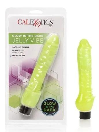 Vibrador Jelly Fosforescente Verde 18cm - Brilla en la Oscuridad