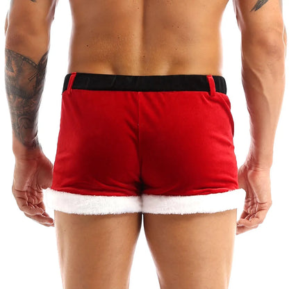 Lingerie for Mens Red Boxer Santa Claus Shorts