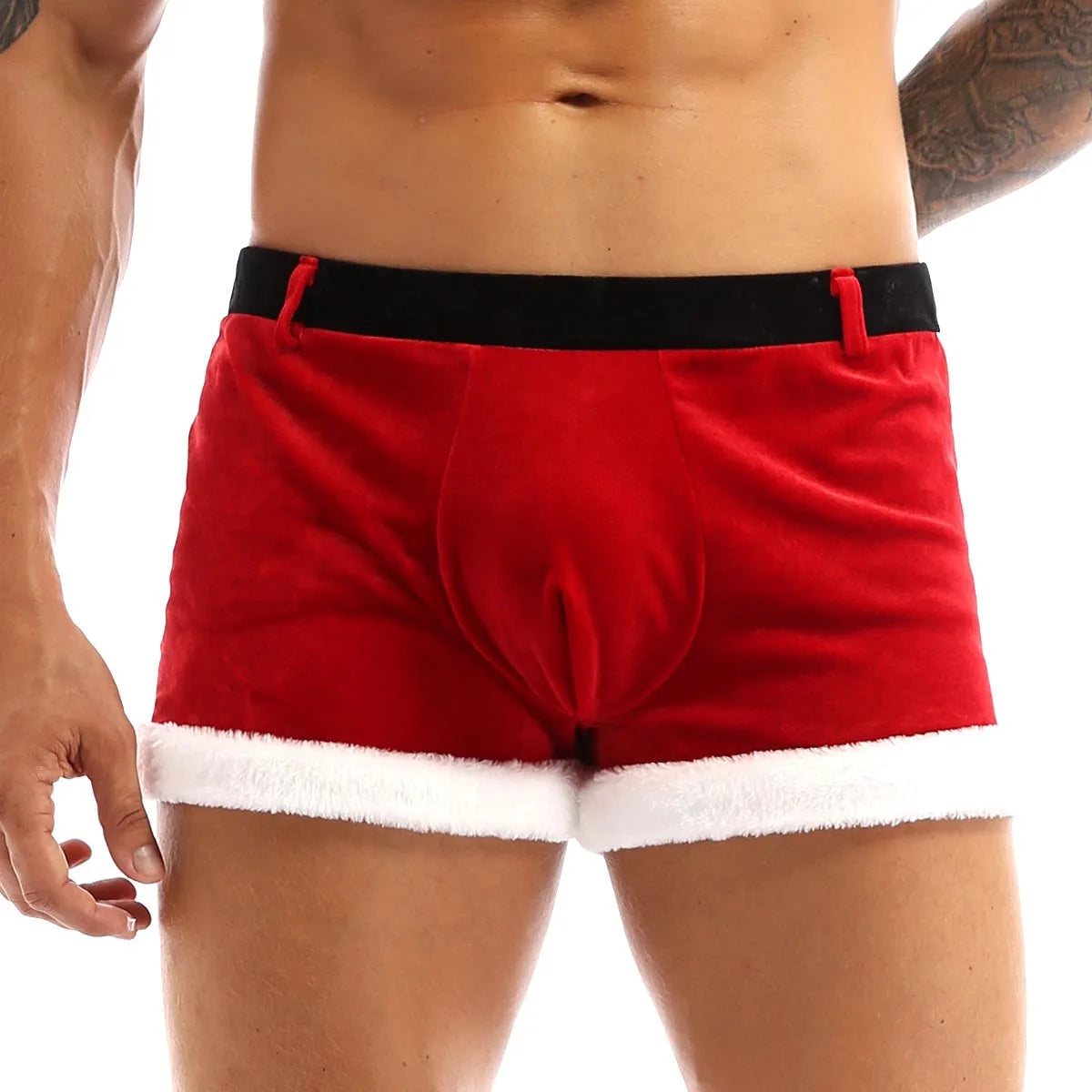 Lingerie for Mens Red Boxer Santa Claus Shorts