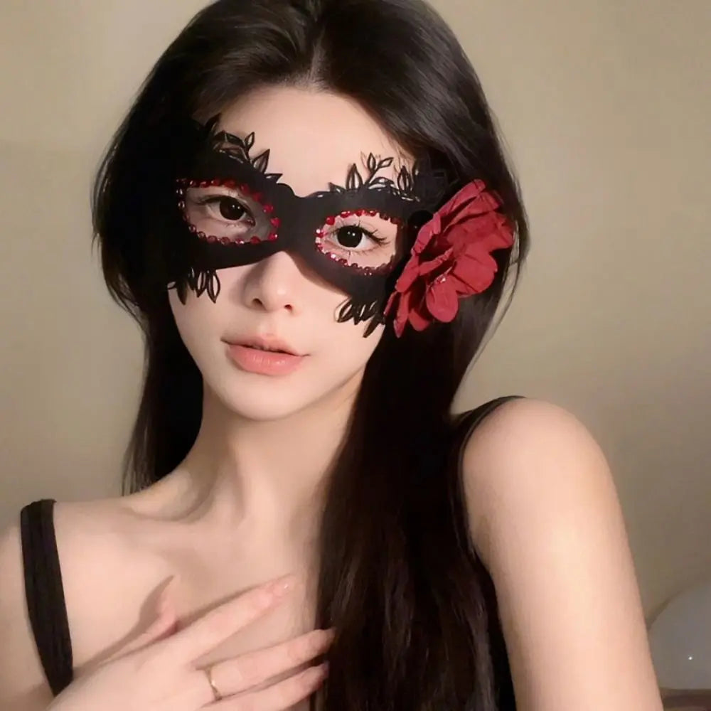 Cute Black Flower Half Face Mask Cloth Lace Eye Mask Girl Mask Masquerade Party