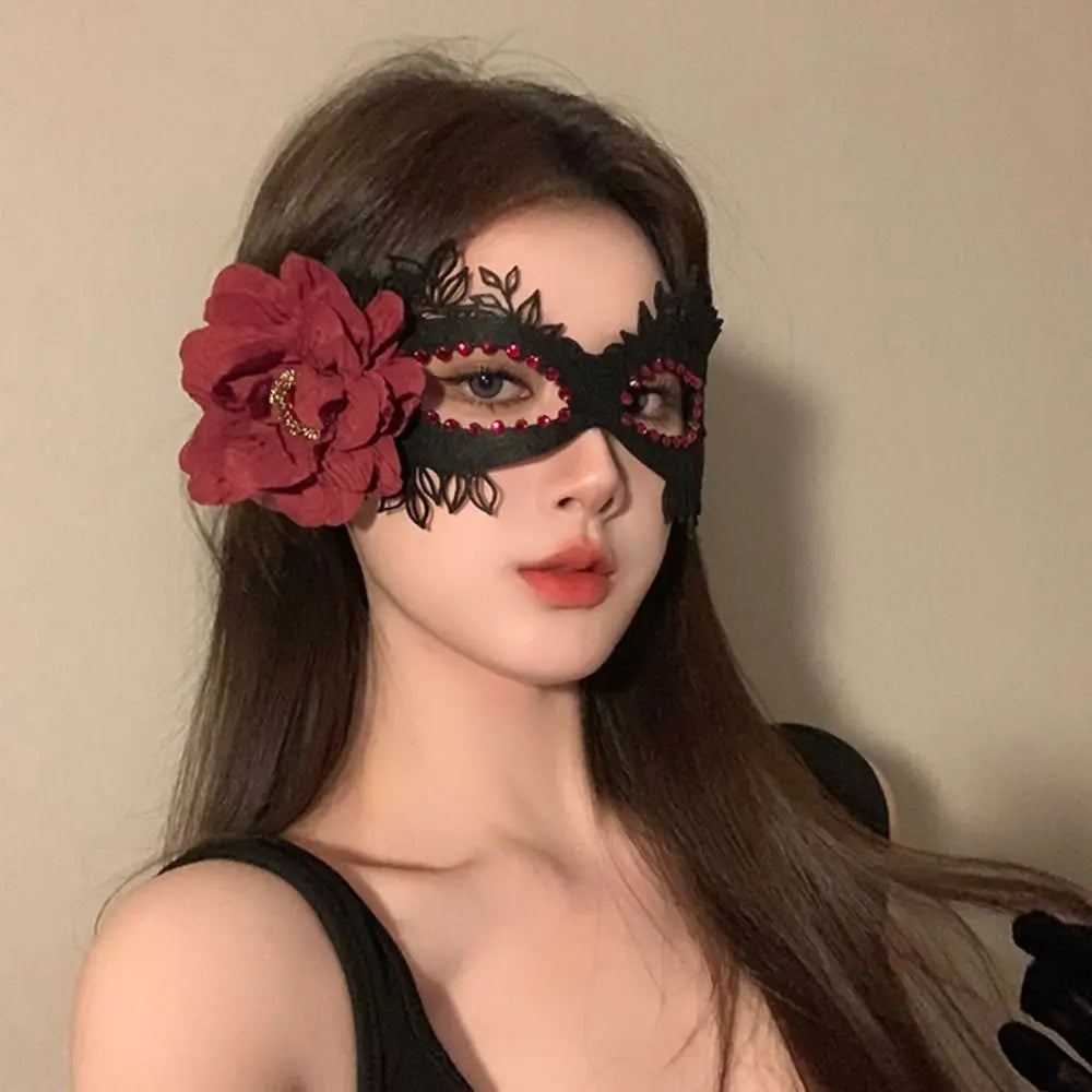 Cute Black Flower Half Face Mask Cloth Lace Eye Mask Girl Mask Masquerade Party