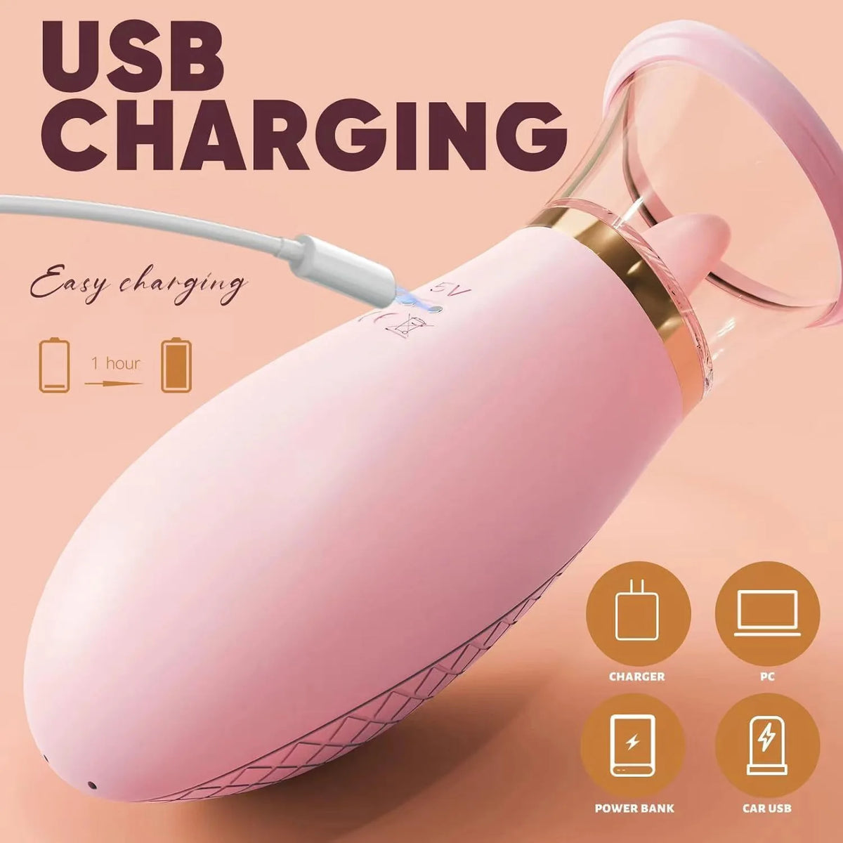 Multi Modes Vibrating Intimate Stimulator, Licking Sucking Breast & Clit Pleasure Toy Portable for Women Private Relax