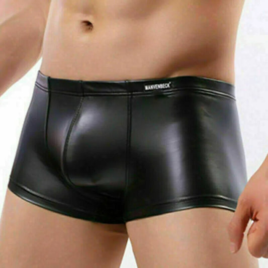 Sexy Men's Faux Black Leather Panties