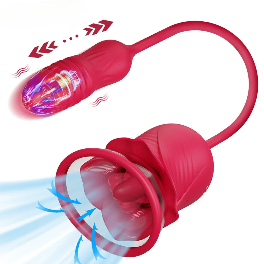 Rose Sex Toy for Women Sucking Vibrator G Spot Clitoris Stimulator Thrusting Vagina Nipple Sucker Vibrating Goods for Adults