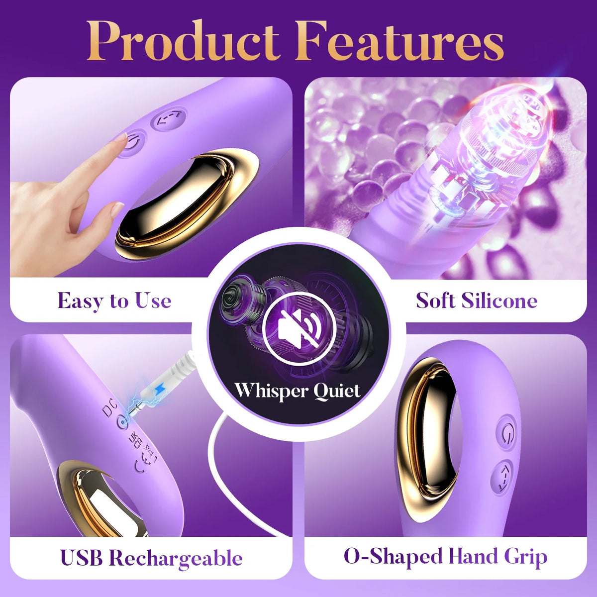 luxurious Field Rabbit Thrusting Vibrator Dildo with 10 Vibrating Thrusting Liquid Silicone Vaginal Massage Sex Toy for Women