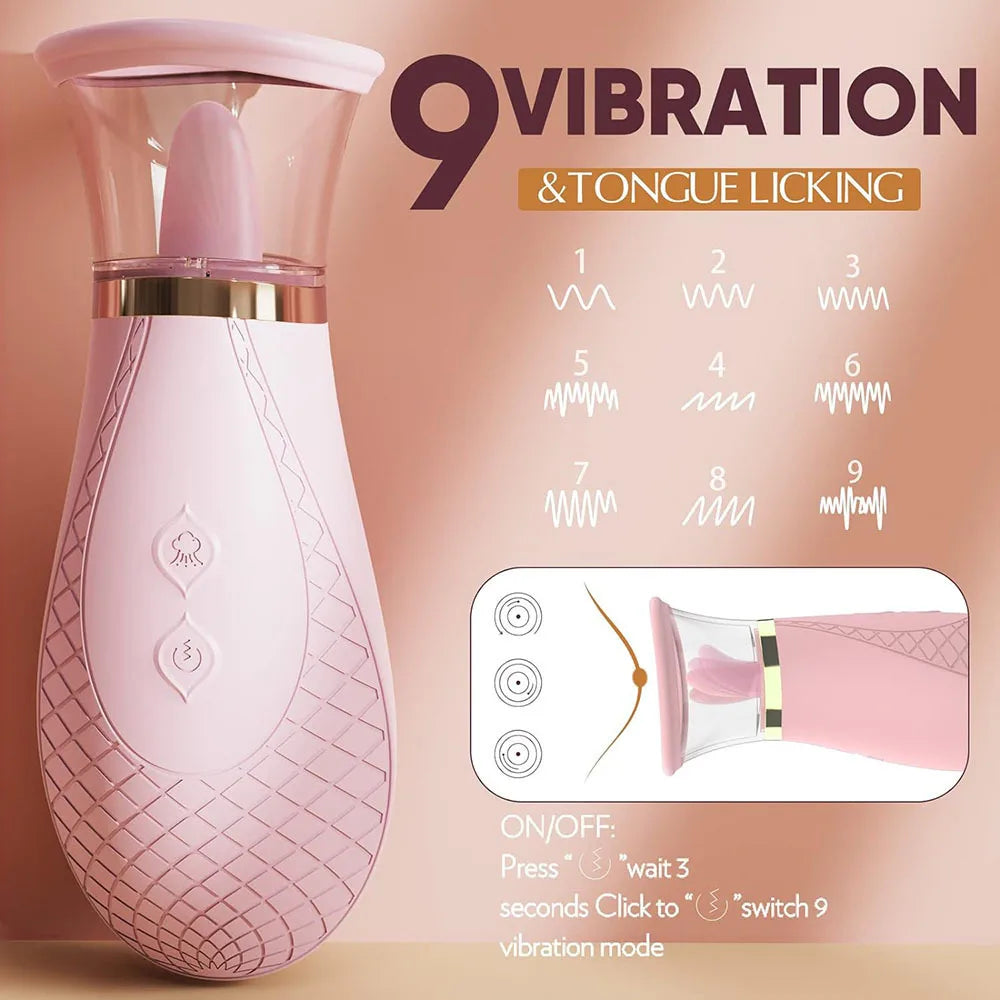 Multi Modes Vibrating Intimate Stimulator, Licking Sucking Breast & Clit Pleasure Toy Portable for Women Private Relax