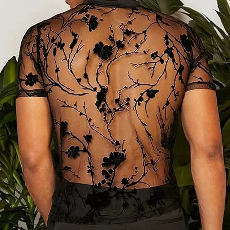 Summer Men's Clothing Mesh Lace Knit T-shirt - Shakti Energy