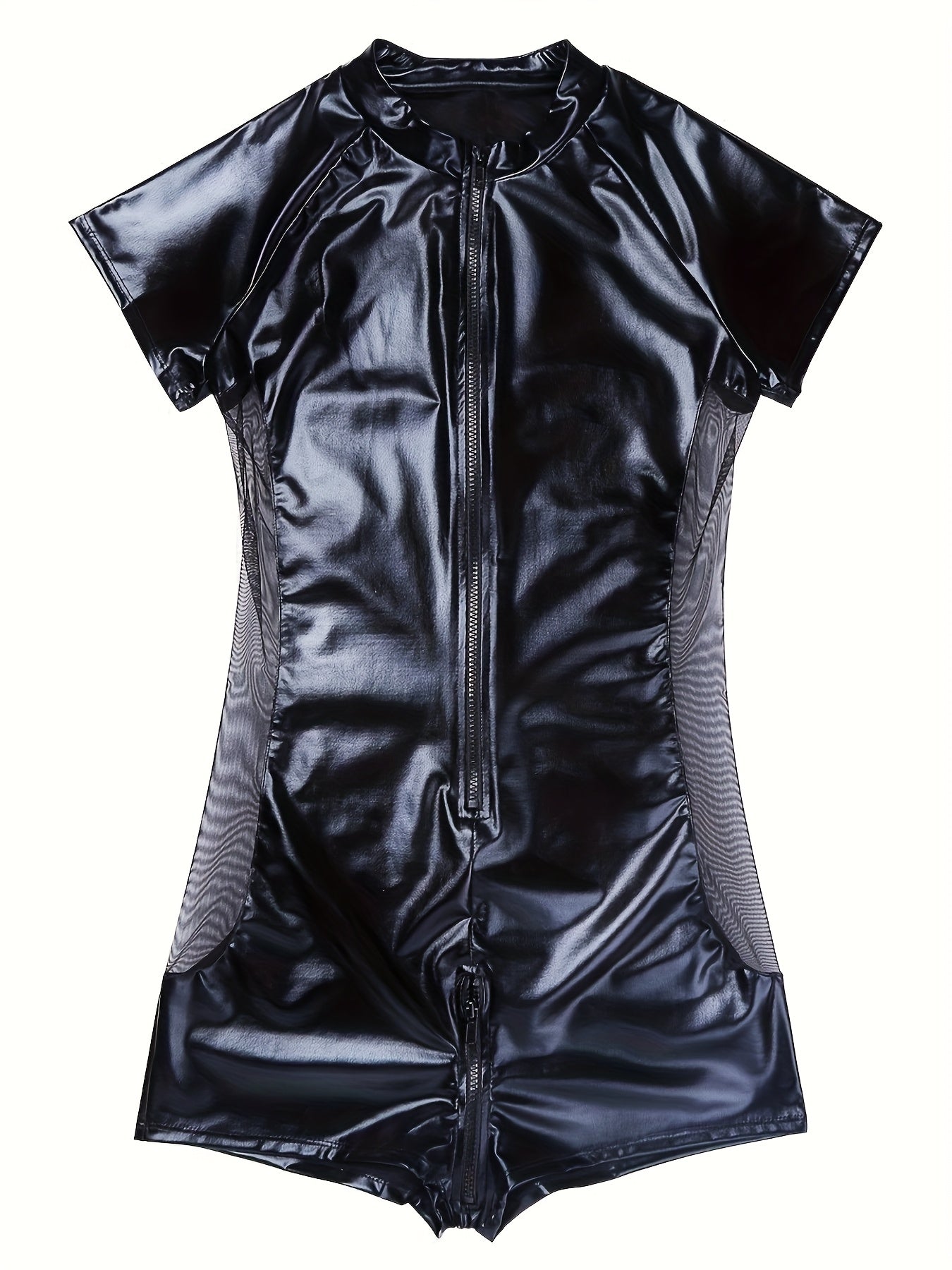 Body sexy de encaje patchwork estilo western para hombre, negro