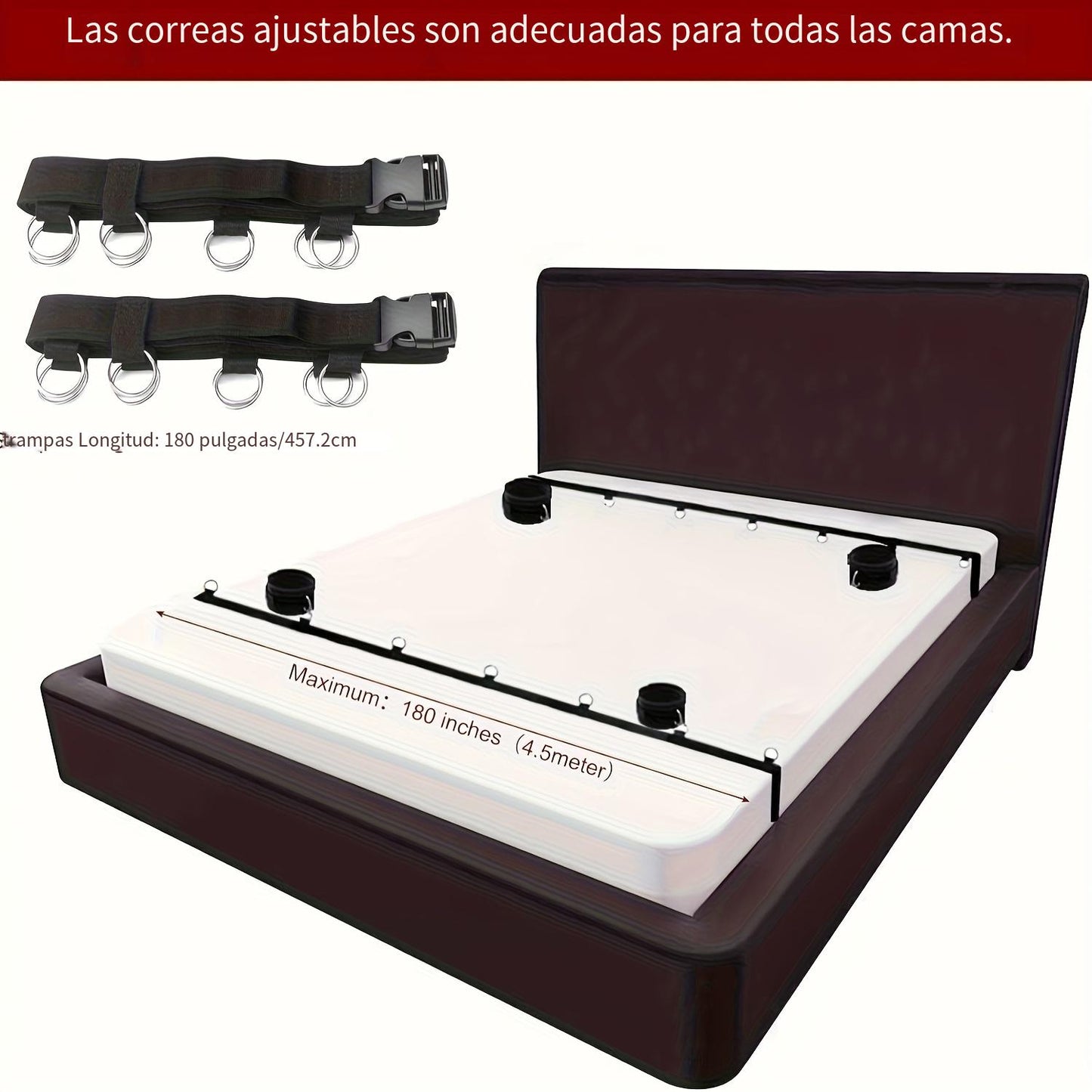 Kit Restricciones BDSM para Cama: Esposas + Correas Ajustables + Máscara Ocular | Shakti Energy®