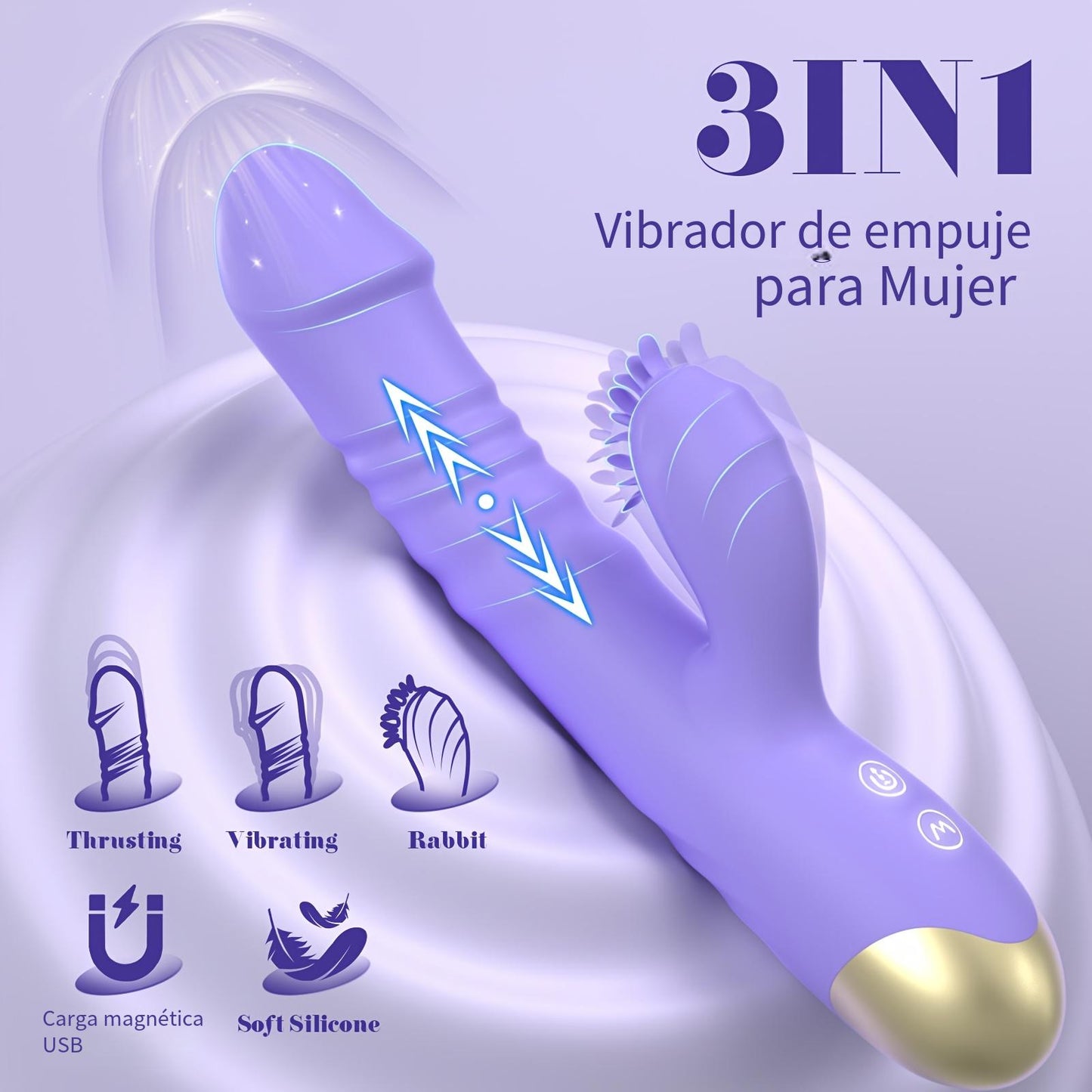 Vibrador de punto G 3 en 1 de silicona - 10 modos de vibración para modo súper, estimulador clitoriano, juguete sexual femenino, juguete para adultos, adecuado para mujeres y parejas, productos para adultos