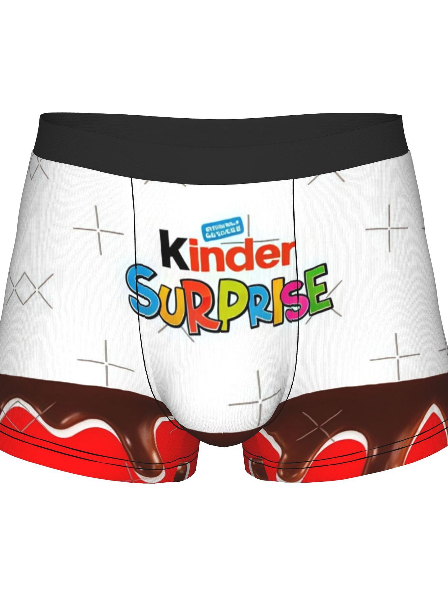 1 pieza Calzoncillos para hombre con logo de Kinder Sorpresa y efecto de goteo de chocolate, bóxers cortos sexys