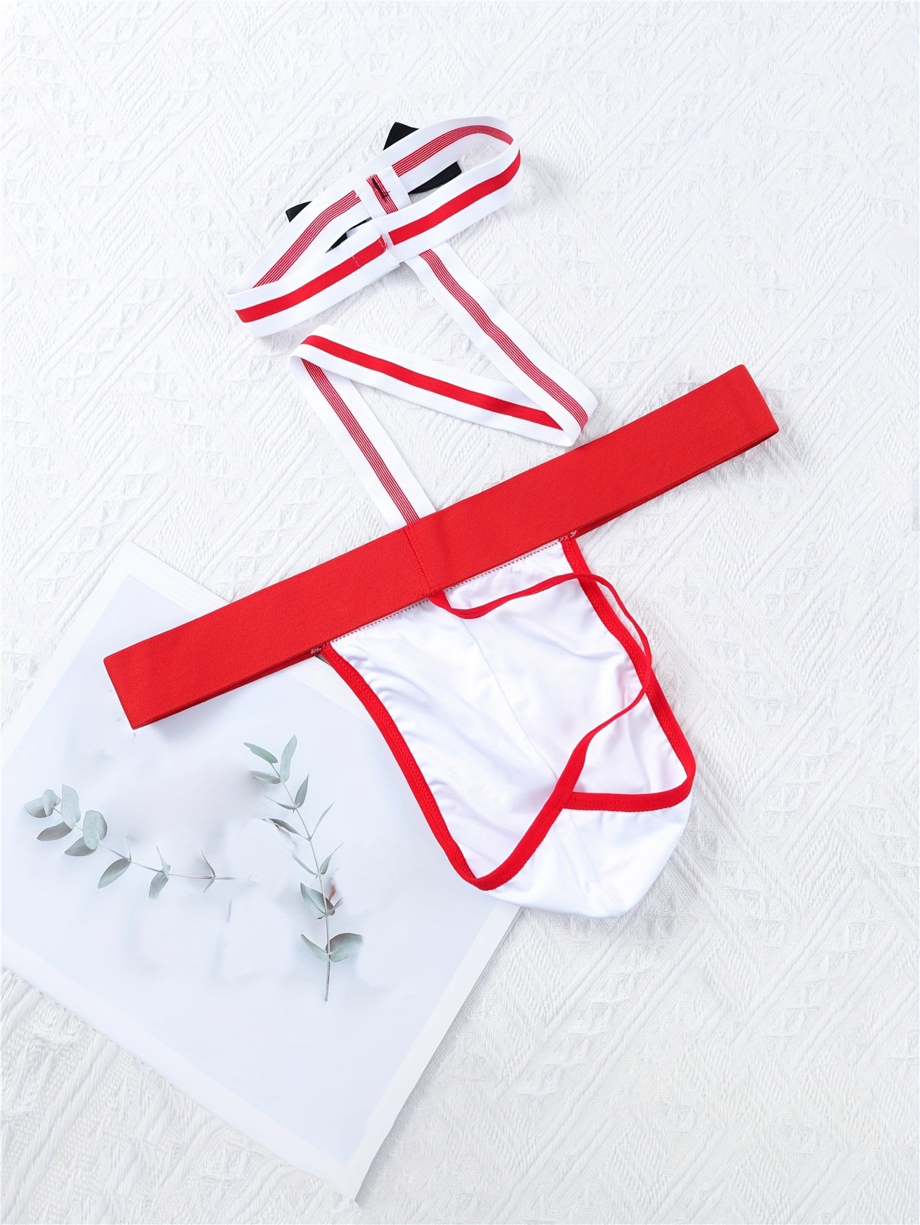 Ropa Interior Sexy para Hombres Tanga de Tiro Bajo, Correas Ajustables y Lazo, Fibra de Poliéster de Alta Elasticidad, Perfecto para Traje de Baño o Fiestas de Discoteca, Evento Temático - S/M/L