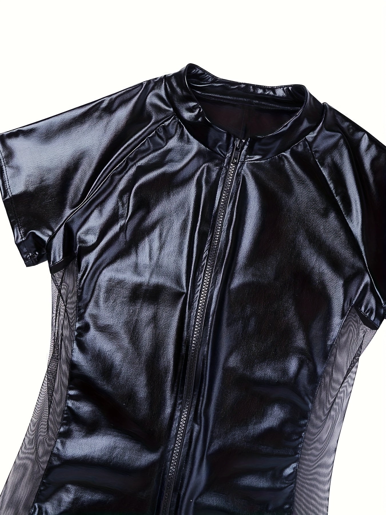 Body sexy de encaje patchwork estilo western para hombre, negro