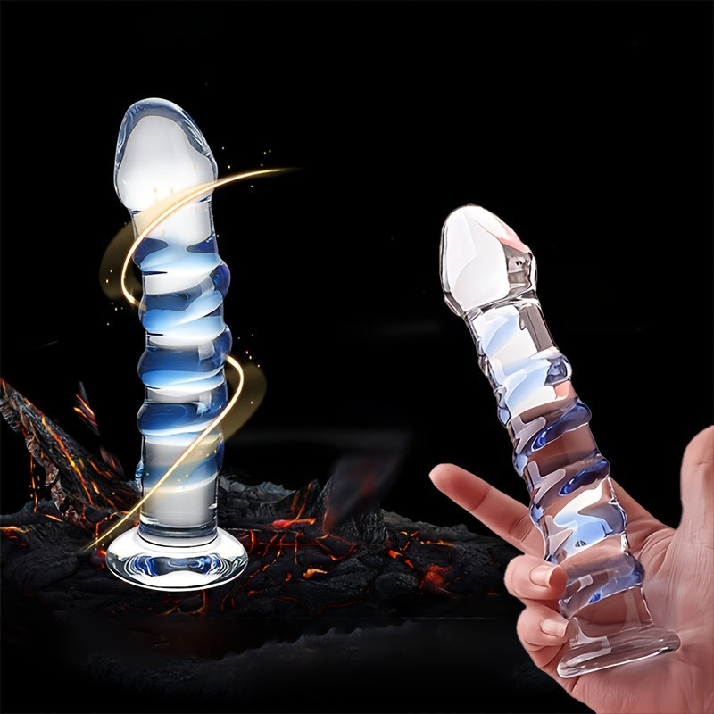 Masturbador de Vidrio Roscado, Dildo de Vidrio Realista, Tapón Anal de Vidrio, Pene de Cristal Realista, Masajeador Anal Estirable, Juguete Sexual para Adultos, Regalo Perfecto para el Día de San Valentín, No Requiere Energía