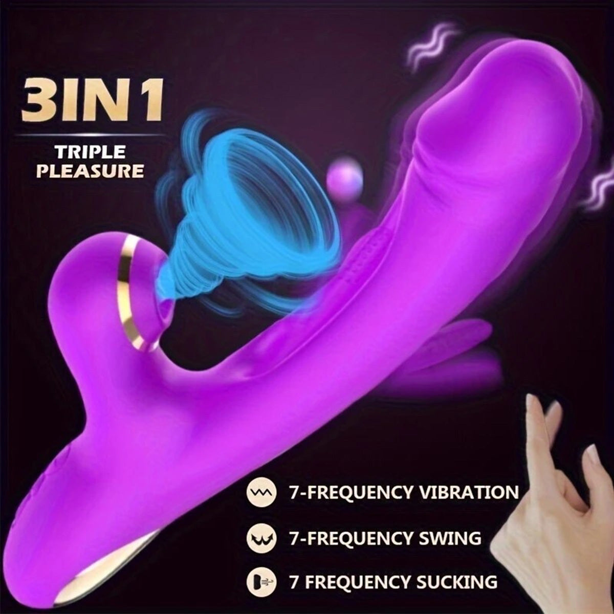 Consolador - Vibrador Clitoriano con Movimiento de Empuje Juguete Sexual para Mujeres, Consolador - Vibrador Clitoriano con Movimiento de Empuje Juguete Sexual para Mujeres, Imita Labios Reales, Lamiendo, Mordiendo, Chupando de Mujeres con 7 Movimientos
