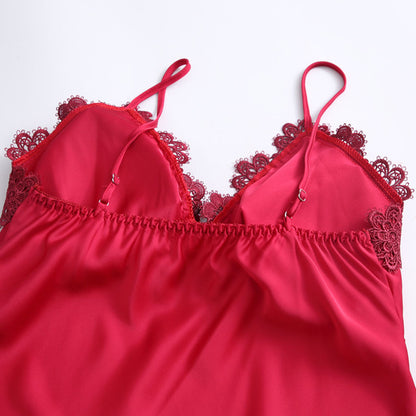 Conjunto de Lencería 4 Piezas en Seda Artificial con Encaje | Shakti Energy®