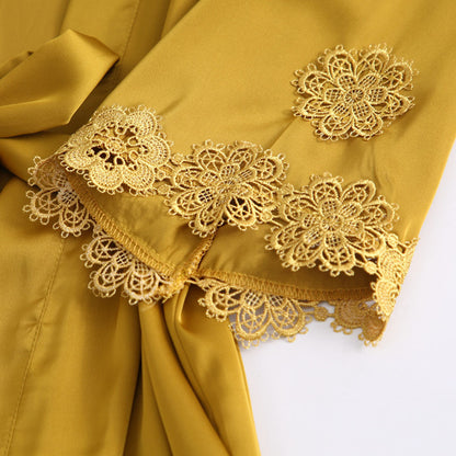 Conjunto de Lencería 4 Piezas en Seda Artificial con Encaje | Shakti Energy®