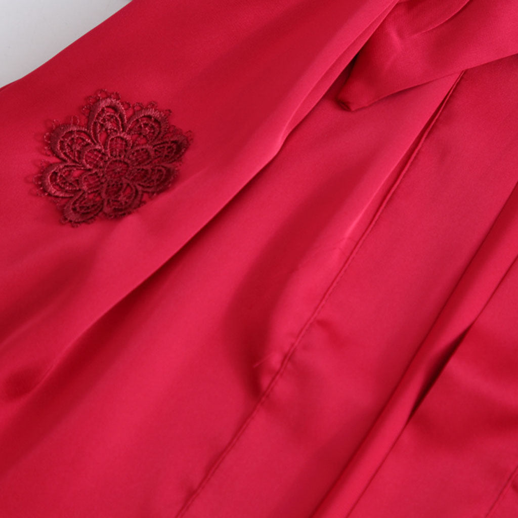 Conjunto de Lencería 4 Piezas en Seda Artificial con Encaje | Shakti Energy®