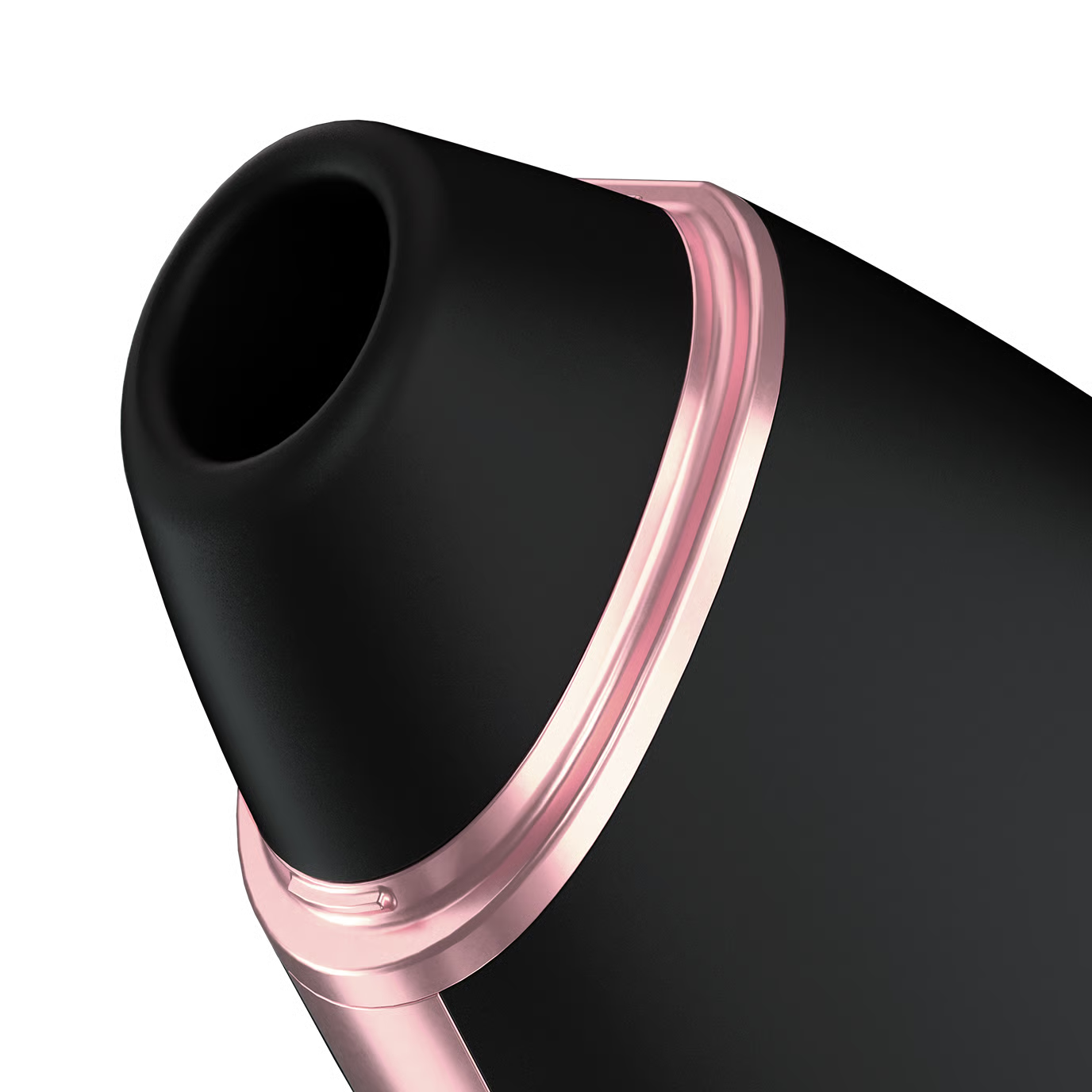 Detalle del cabezal de silicona negra del Satisfyer Love Triangle. Ofrece estimulación precisa con ondas de presión y vibración.
